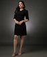 Vneck Half Sleeve Bodycon Black Dress